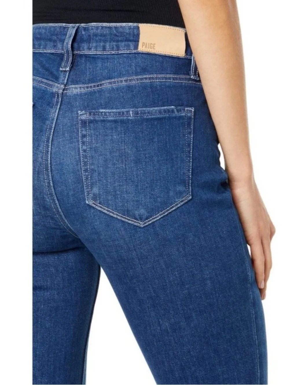 PAIGE High Rise Laurel Canyon Raw Hem Flare Jeans Freesia Destructed